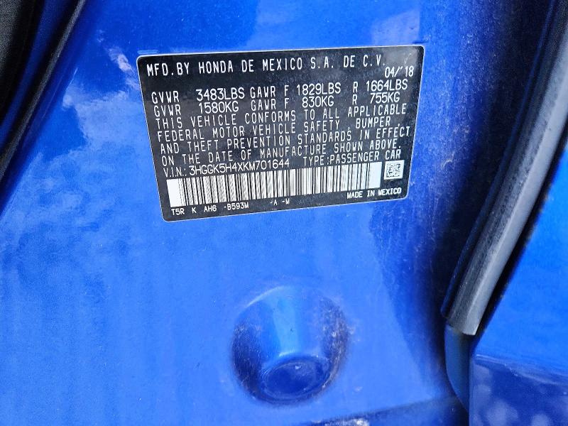 Продаж на аукціоні авто 2019 Honda Fit, vin: 3HGGK5H4XKM701644, номер лоту: 57598036