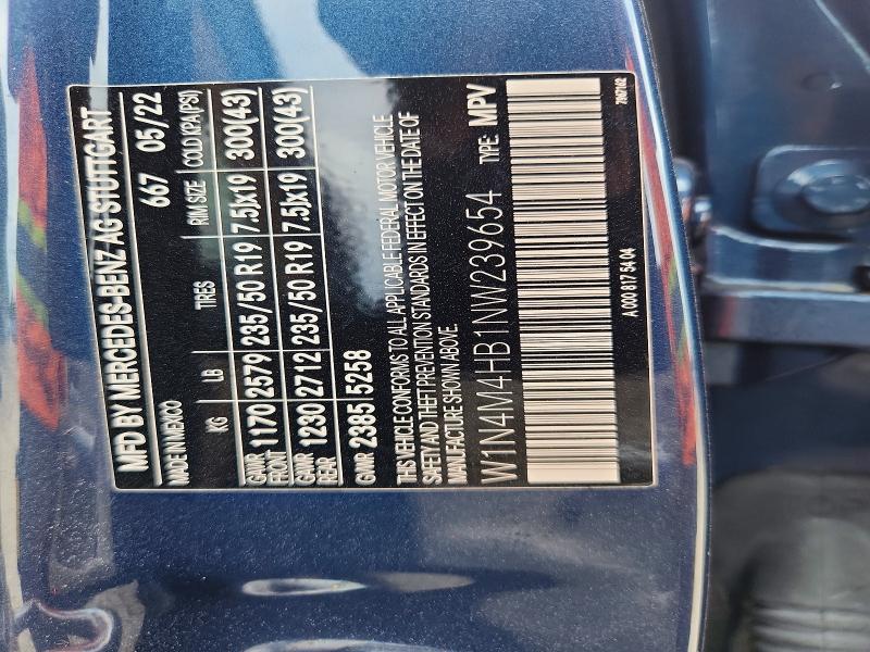 Aukcja sprzedaży 2022 Mercedes-benz Glb, vin: W1N4M4HB1NW239654, numer aukcji: 58569876