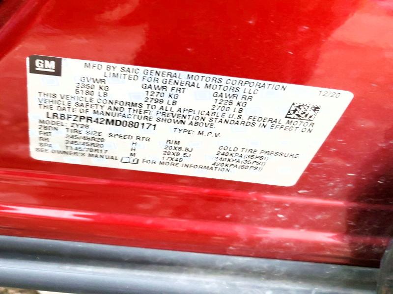 Продажа на аукционе авто 2021 Buick Envision, vin: LRBFZPR42MD080171, номер лота: 56951226