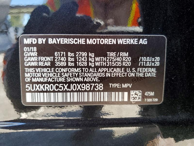 57424736 :رقم المزاد ، 5UXKR0C5XJ0X98738 vin ، 2018 Bmw X5 مزاد بيع