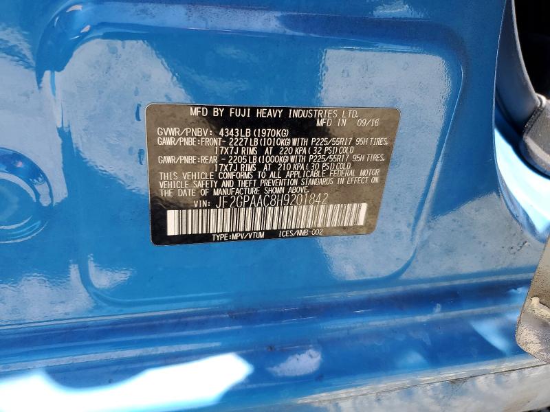 Aukcja sprzedaży 2017 Subaru Crosstrek, vin: JF2GPAAC8H9201842, numer aukcji: 55959486