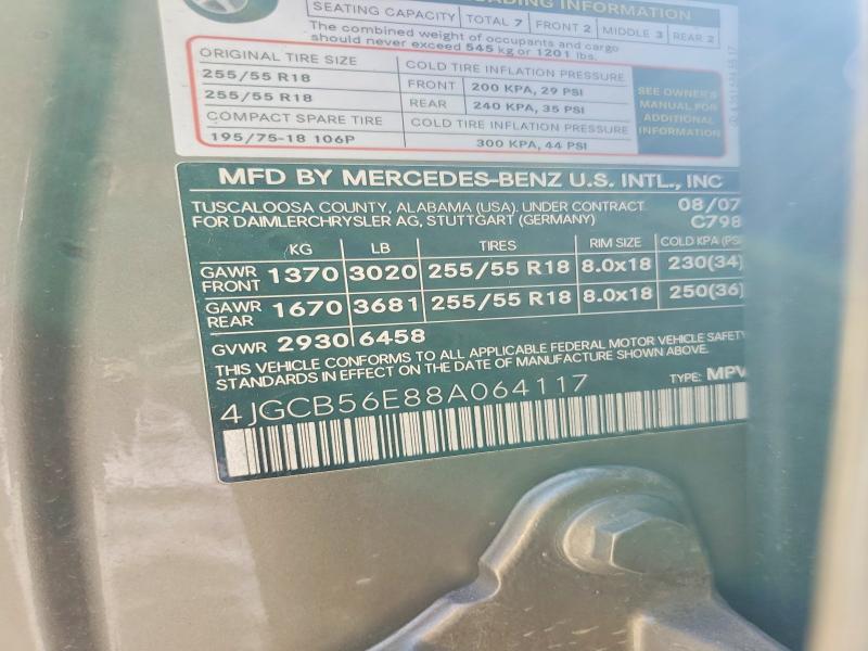 Продажа на аукционе авто 2008 Mercedes-benz R, vin: 4JGCB56E88A064117, номер лота: 58271936