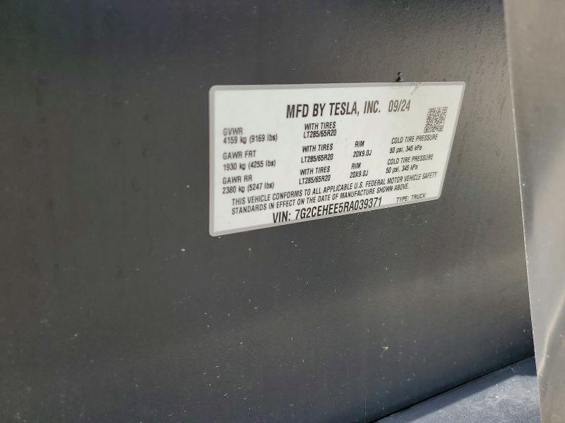 2024 Tesla Cybertruck მანქანა იყიდება აუქციონზე, vin: 7G2CEHEE5RA039371, აუქციონის ნომერი: 57701576
