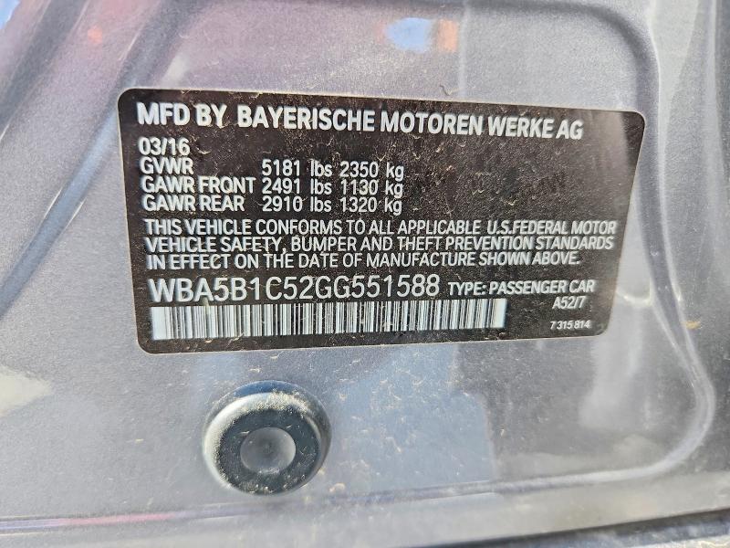 Продажа на аукционе авто 2016 Bmw 535, vin: WBA5B1C52GG551588, номер лота: 55187046