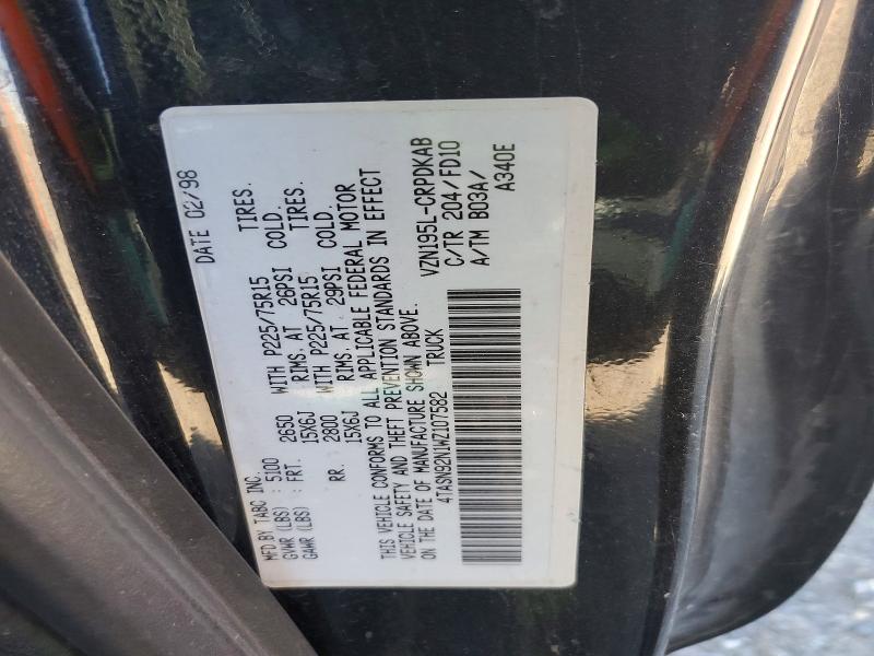 1998 Toyota Tacoma მანქანა იყიდება აუქციონზე, vin: 4TASN92N1WZ107582, აუქციონის ნომერი: 55540396