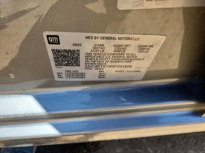 2025 Chevrolet Silverado მანქანა იყიდება აუქციონზე, vin: 1GC4KTEY8SF251828, აუქციონის ნომერი: 54461066