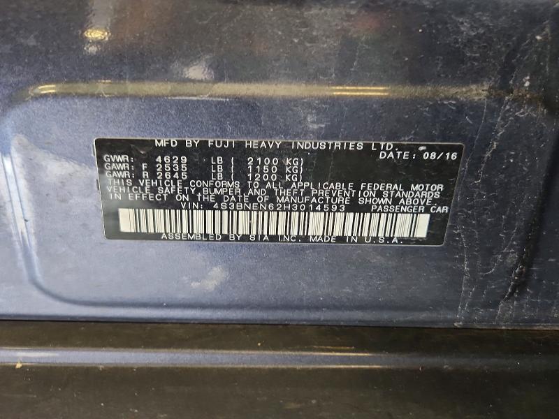 55477276 :رقم المزاد ، 4S3BNEN62H3014593 vin ، 2017 Subaru Legacy مزاد بيع