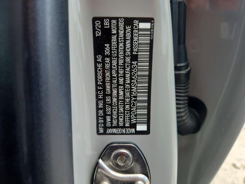 58585266 :رقم المزاد ، WP0AC2Y16MSA62634 vin ، 2021 Porsche Taycan مزاد بيع
