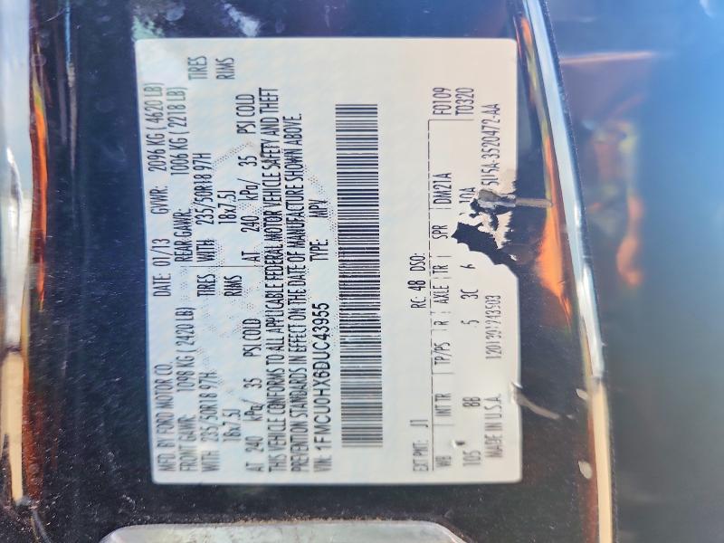 55935696 :رقم المزاد ، 1FMCU0HX6DUC43955 vin ، 2013 Ford Escape مزاد بيع