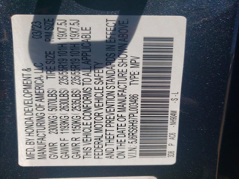 Aukcja sprzedaży 2023 Honda Cr-v, vin: 5J6RS6H97PL003486, numer aukcji: 56112176