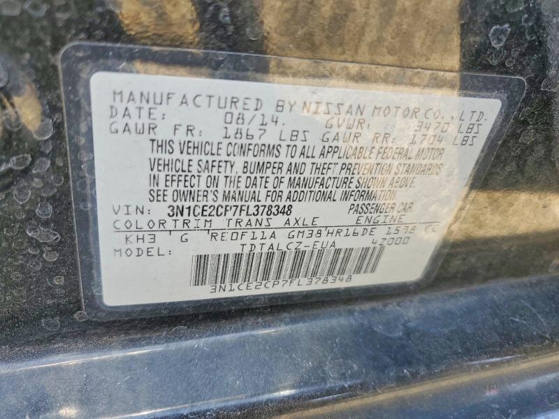 55464666 :رقم المزاد ، 3N1CE2CP7FL378348 vin ، 2015 Nissan Versa Note مزاد بيع