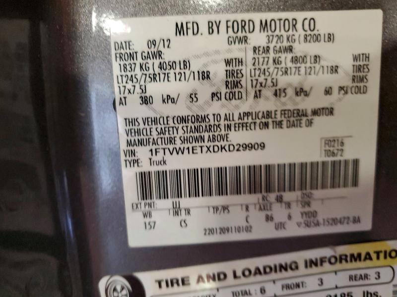 Aukcja sprzedaży 2013 Ford F150, vin: 1FTVW1ETXDKD29909, numer aukcji: 55625296