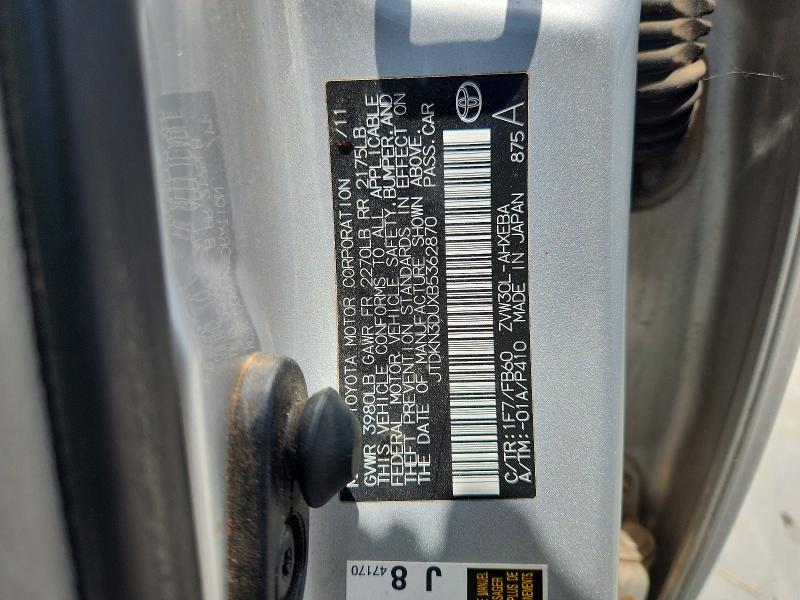 58490786 :رقم المزاد ، JTDKN3DUXB5362870 vin ، 2011 Toyota Prius مزاد بيع