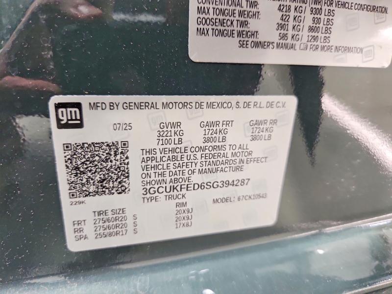 Продажа на аукционе авто 2025 Chevrolet Silverado, vin: 3GCUKFED6SG394287, номер лота: 57338976