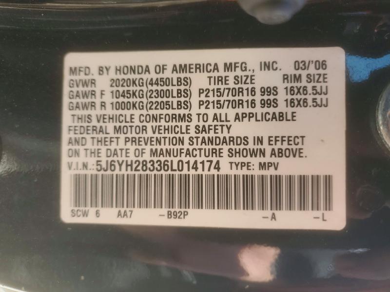 57006796 :رقم المزاد ، 5J6YH28336L014174 vin ، 2006 Honda Element مزاد بيع