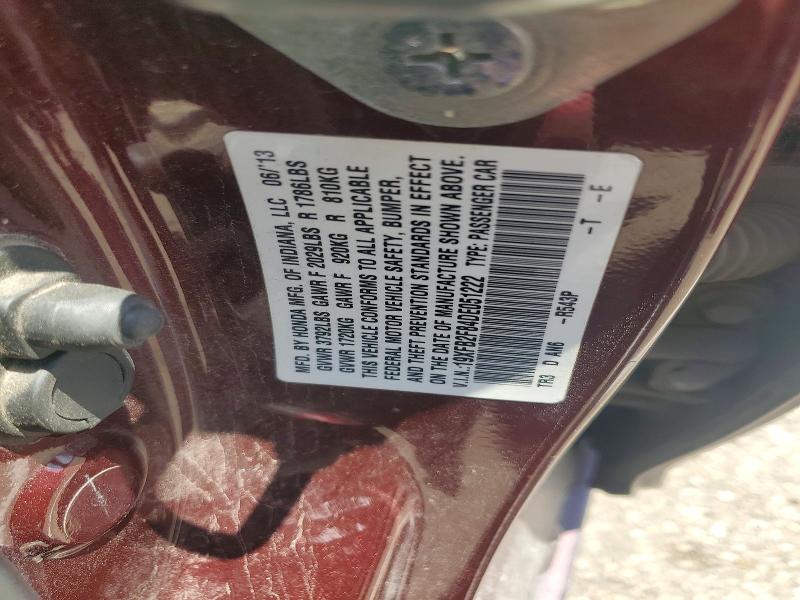 Продаж на аукціоні авто 2013 Honda Civic, vin: 19XFB2F84DE051222, номер лоту: 58409956