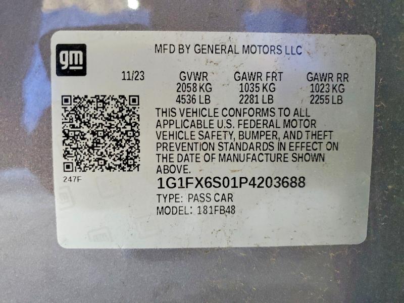 Продаж на аукціоні авто 2023 Chevrolet Bolt Ev, vin: 1G1FX6S01P4203688, номер лоту: 58069846