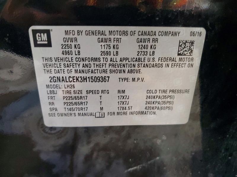 Продаж на аукціоні авто 2017 Chevrolet Equinox, vin: 2GNALCEK3H1509367, номер лоту: 56505956