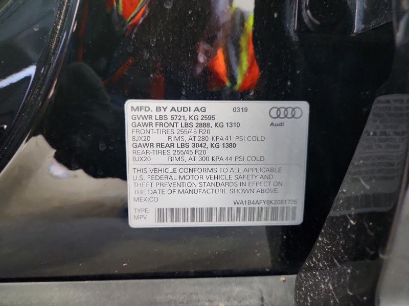 Aukcja sprzedaży 2019 Audi Sq5, vin: WA1B4AFY8K2081735, numer aukcji: 57346706