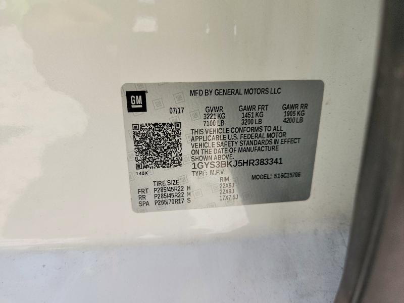 Aukcja sprzedaży 2017 Cadillac Escalade, vin: 1GYS3BKJ5HR383341, numer aukcji: 57959916