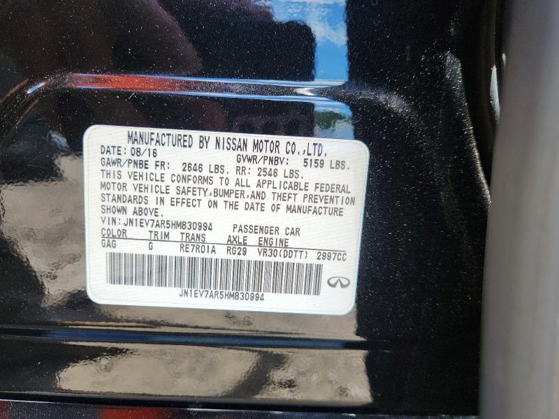 Продаж на аукціоні авто 2017 Infiniti Q50, vin: JN1EV7AR5HM830994, номер лоту: 54145416