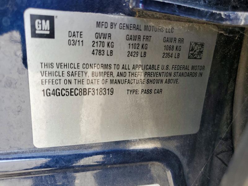 56055036 :رقم المزاد ، 1G4GC5EC8BF318319 vin ، 2011 Buick Lacrosse مزاد بيع
