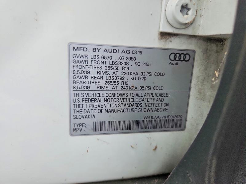 Продажа на аукционе авто 2017 Audi Q7, vin: WA1LAAF71HD012970, номер лота: 57499986