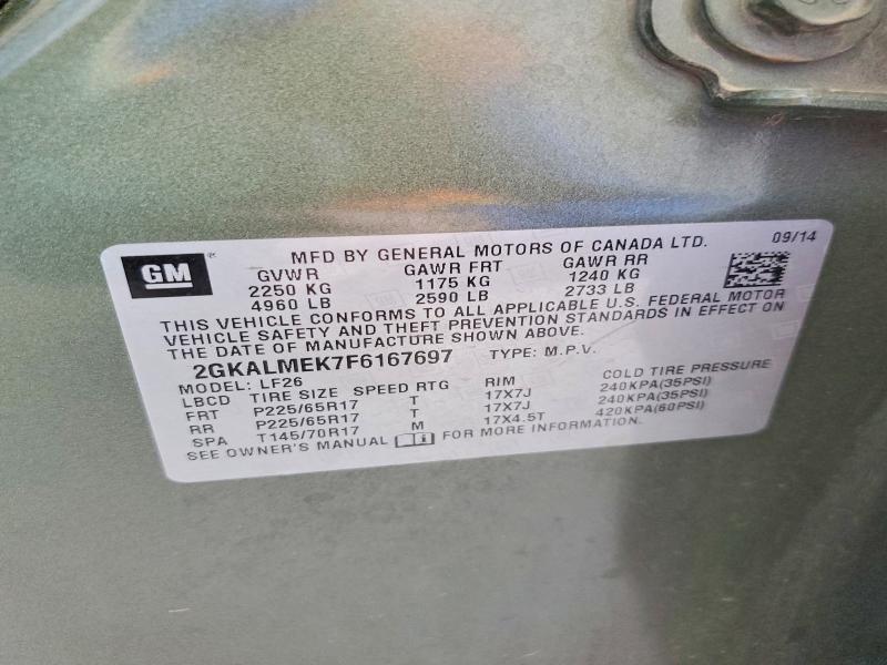 55158416 :رقم المزاد ، 2GKALMEK7F6167697 vin ، 2015 Gmc Terrain مزاد بيع