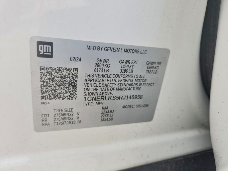 Aukcja sprzedaży 2024 Chevrolet Traverse, vin: 1GNERLKS5RJ140958, numer aukcji: 57939336