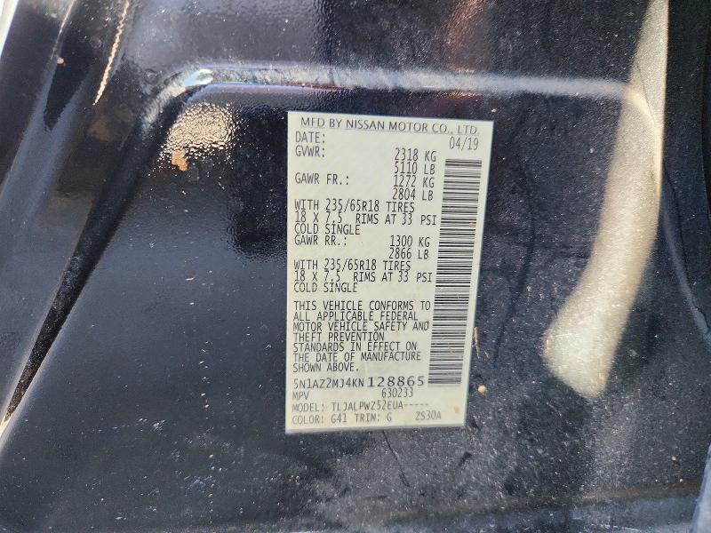 Aukcja sprzedaży 2019 Nissan Murano, vin: 5N1AZ2MJ4KN128865, numer aukcji: 57146306