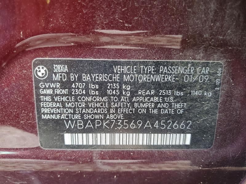 2009 Bmw 328 მანქანა იყიდება აუქციონზე, vin: WBAPK73569A452662, აუქციონის ნომერი: 56871036