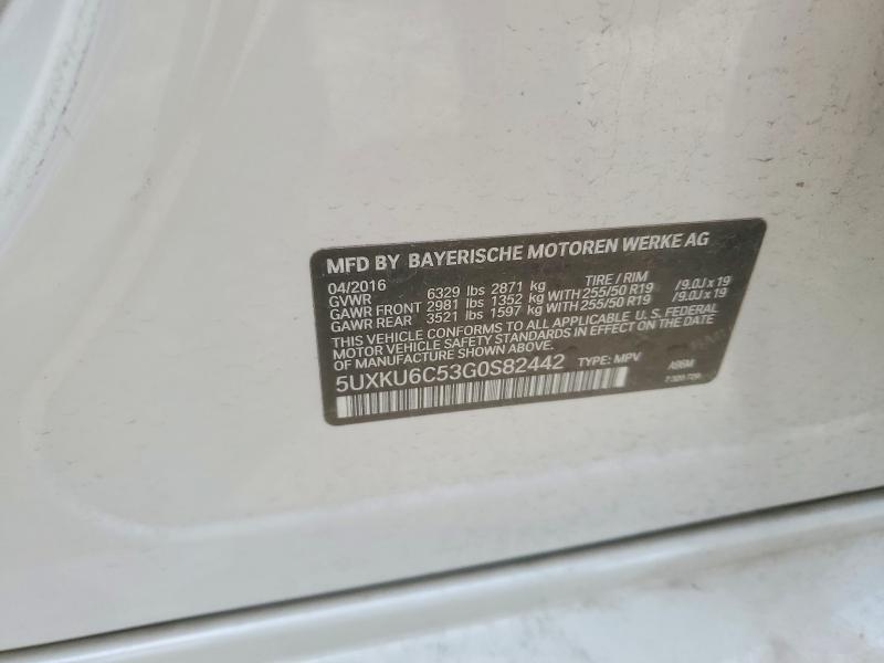 55678306 :رقم المزاد ، 5UXKU6C53G0S82442 vin ، 2016 Bmw X6 مزاد بيع