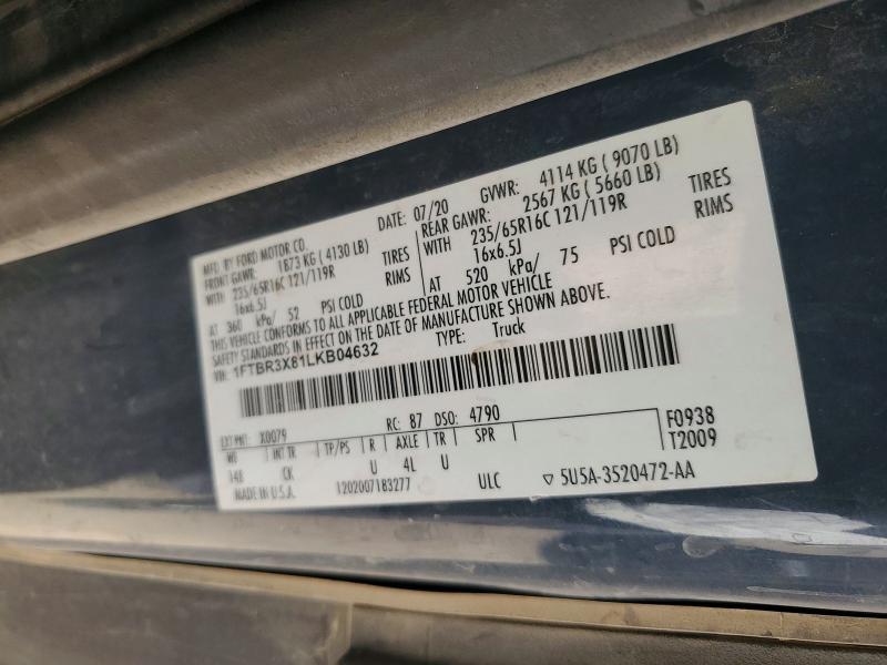 Aukcja sprzedaży 2020 Ford Transit, vin: 1FTBR3X81LKB04632, numer aukcji: 58766386