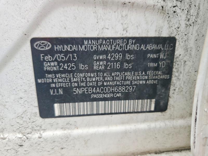 Продаж на аукціоні авто 2013 Hyundai Sonata, vin: 5NPEB4AC0DH688297, номер лоту: 58711056