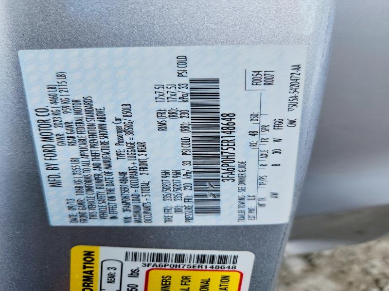 2014 Ford Fusion მანქანა იყიდება აუქციონზე, vin: 3FA6P0H75ER148648, აუქციონის ნომერი: 57235276