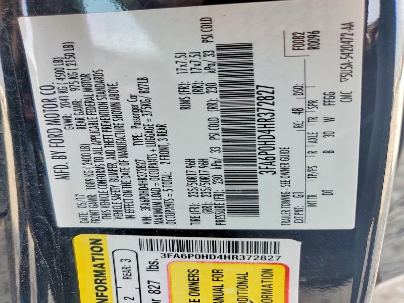 Продаж на аукціоні авто 2017 Ford Fusion, vin: 3FA6P0HD4HR372827, номер лоту: 55930556