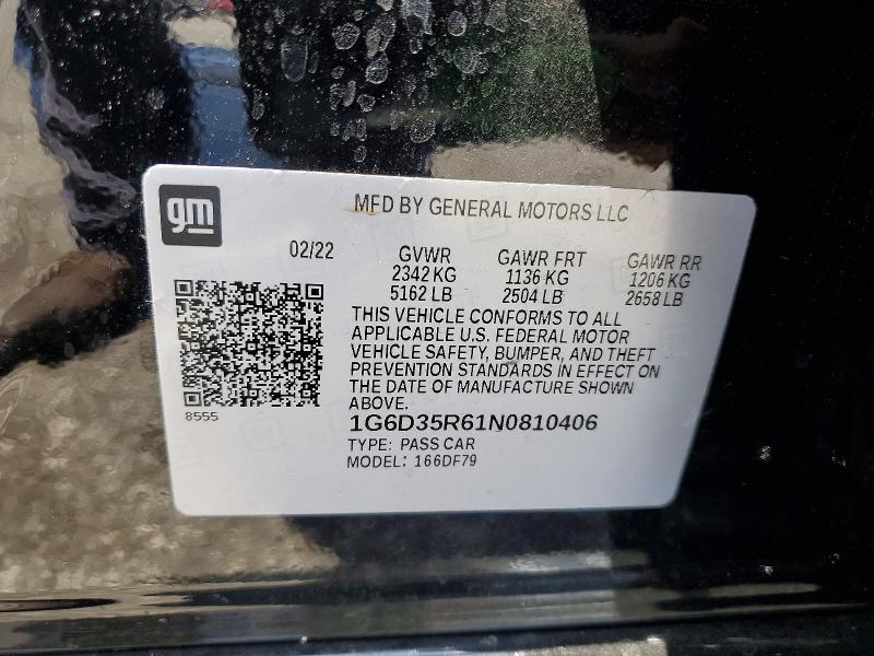 Aukcja sprzedaży 2022 Cadillac Ct5-v, vin: 1G6D35R61N0810406, numer aukcji: 56597596