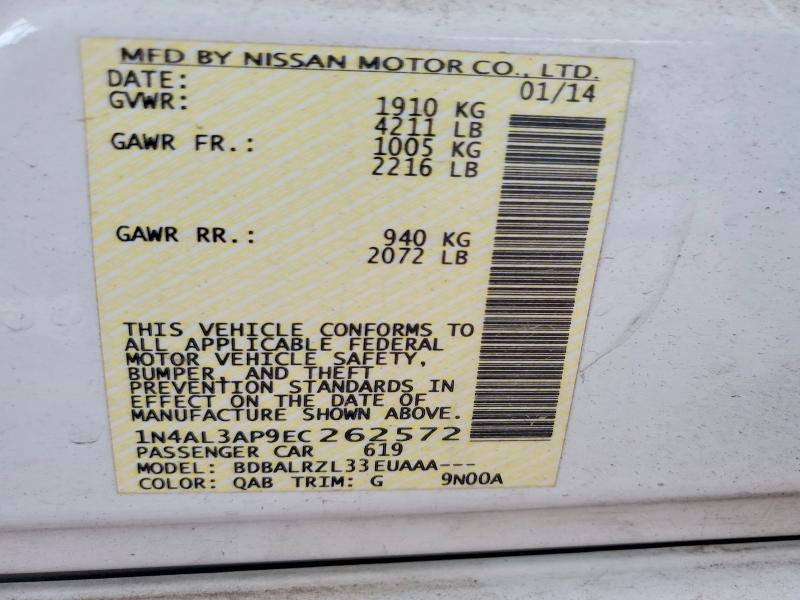 Продажа на аукционе авто 2014 Nissan Altima, vin: 1N4AL3AP9EC262572, номер лота: 58967586
