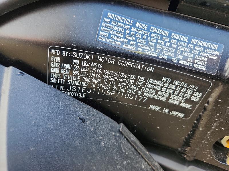 Aukcja sprzedaży 2023 Suzuki Gsx1300, vin: JS1EJ11B5P7100177, numer aukcji: 54837186