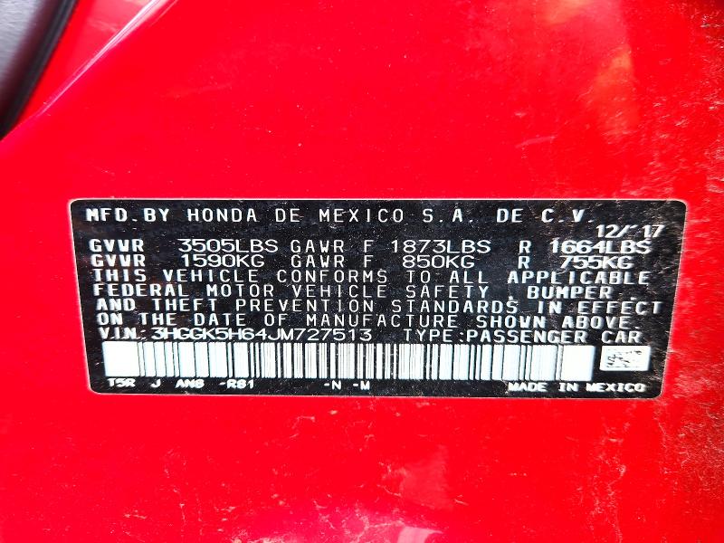 Продаж на аукціоні авто 2018 Honda Fit, vin: 3HGGK5H64JM727513, номер лоту: 57347346
