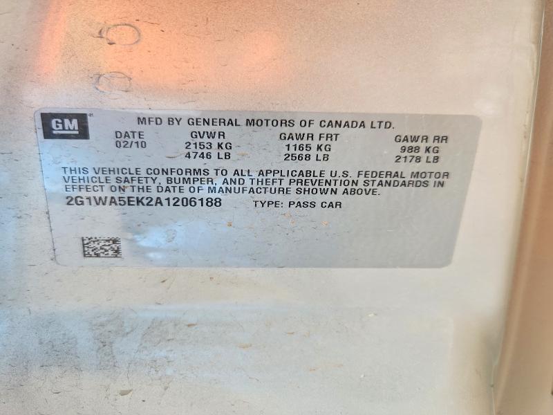 Продаж на аукціоні авто 2010 Chevrolet Impala, vin: 2G1WA5EK2A1206188, номер лоту: 58783596