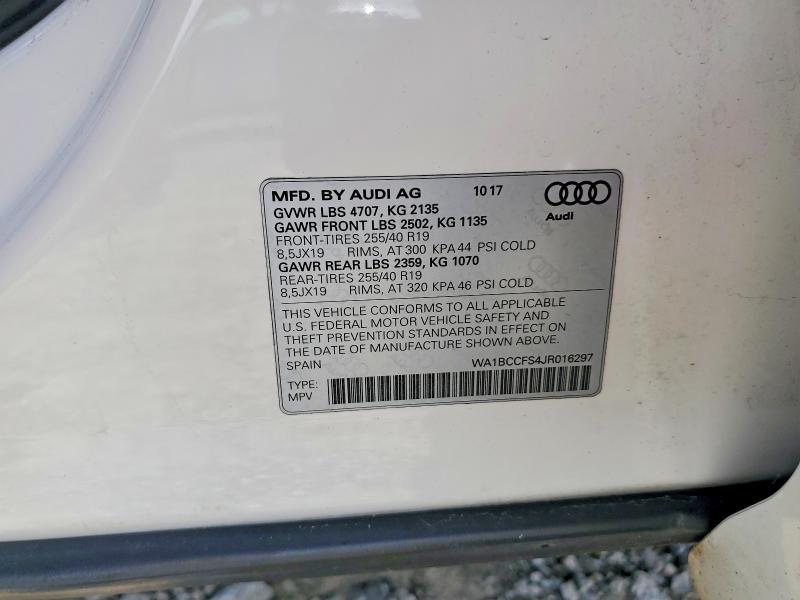 Aukcja sprzedaży 2018 Audi Q3, vin: WA1BCCFS4JR016297, numer aukcji: 58596726