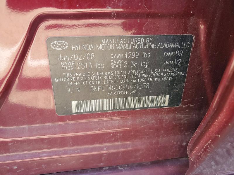 Aukcja sprzedaży 2009 Hyundai Sonata, vin: 5NPET46C09H471278, numer aukcji: 55588386