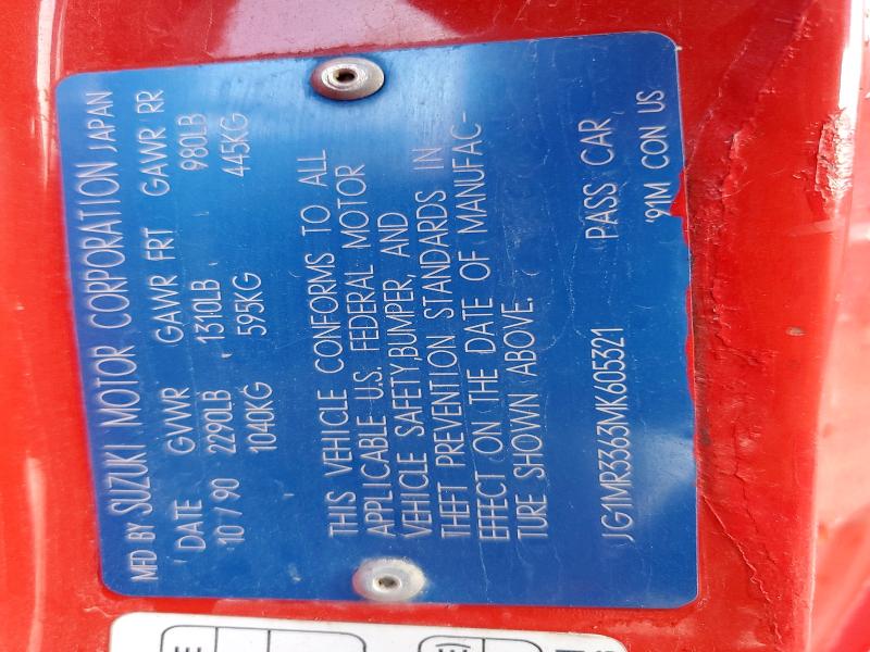 Продажа на аукционе авто 1991 Geo Metro, vin: JG1MR3363MK605321, номер лота: 56340026