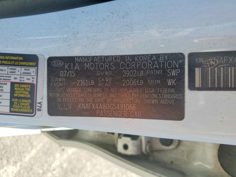 55050466 :رقم المزاد ، KNAFX4A80G5491066 vin ، 2016 Kia Forte مزاد بيع