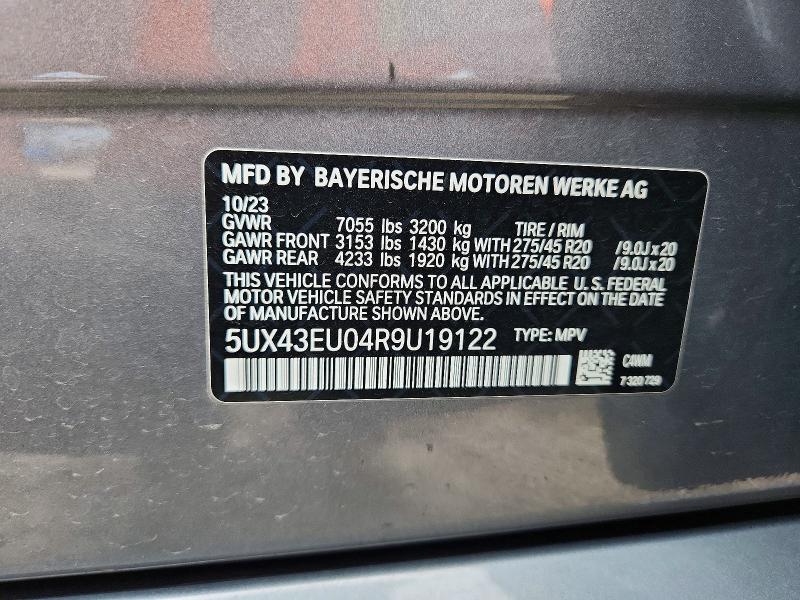 56707466 :رقم المزاد ، 5UX43EU04R9U19122 vin ، 2024 Bmw X5 مزاد بيع
