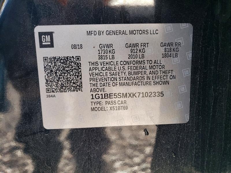 Продажа на аукционе авто 2019 Chevrolet Cruze, vin: 1G1BE5SMXK7102335, номер лота: 56965636