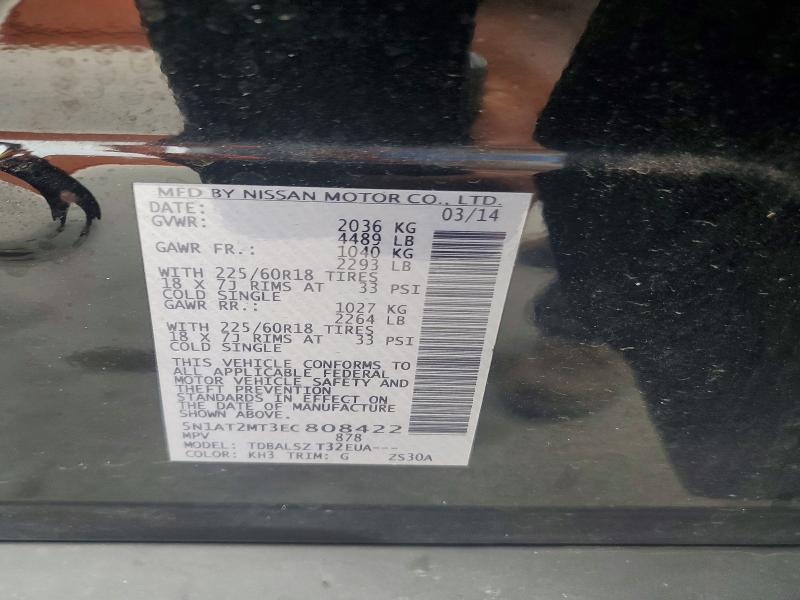 56615206 :رقم المزاد ، 5N1AT2MT3EC808422 vin ، 2014 Nissan Rogue مزاد بيع