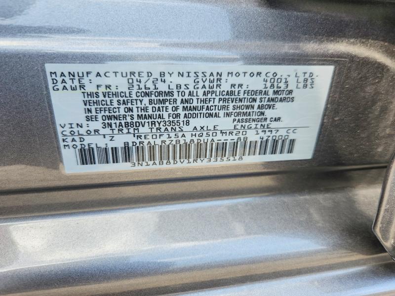 Продаж на аукціоні авто 2024 Nissan Sentra, vin: 3N1AB8DV1RY335518, номер лоту: 57978826