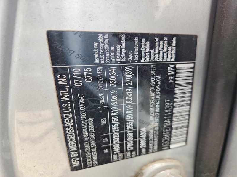 56219896 :رقم المزاد ، 4JGCB6FE7BA114387 vin ، 2011 Mercedes-benz R مزاد بيع